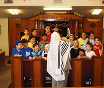 Practicing the shofar with kids from Ohev Shalom in Dallas, Texas